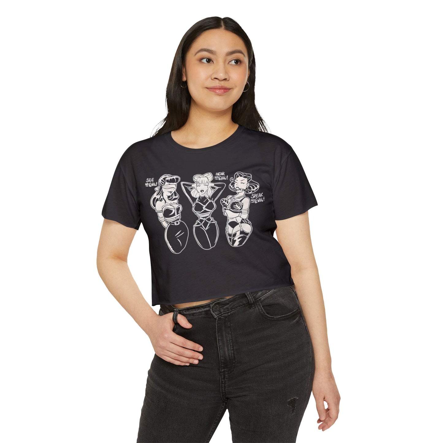 Festival Pinup Crop Top — Vintage Pinup Girls "See & Hear" Graphic